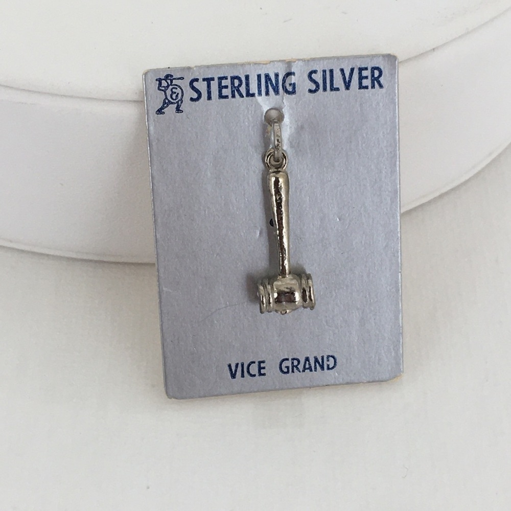 Vintage Sterling Silver Judge Court Gavel Charm Pendant Tiny Miniature NEW